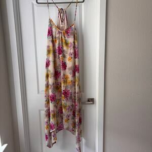 Lovestitch Bold Florals Halter Dress Size M Flowy Feminine Romantic Boho Cottage